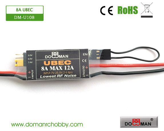 DM-U108 8A UBEC 5V/6v/7.4v 8A output 2s-6S/7-25.5V Input Switch Mode UBEC